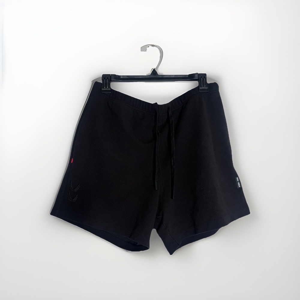 ASRV Waffle Knit Shorts Stacked Wings Logo Black Size Medium Drawstring Lined